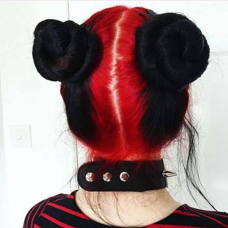 Black & Red Ombre Space Buns