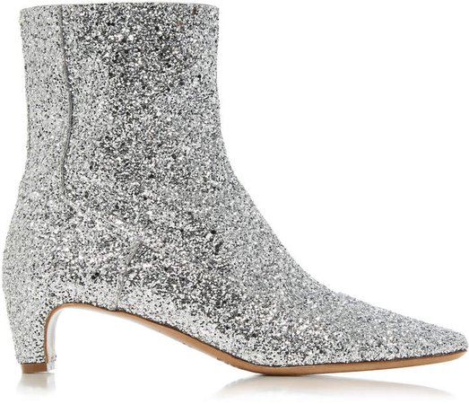 Glittered Leather Ankle Boots