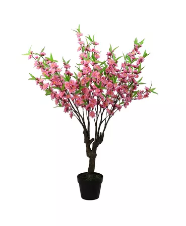 Northlight Potted and Floral Peach Blossom Artificial Christmas Tree