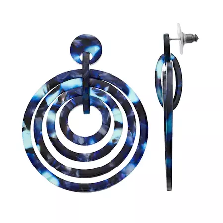 TREND Blue Concentric Hoop Drop Earrings
