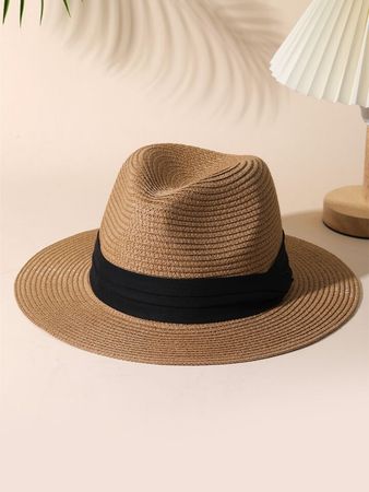 1pc Women Two Tone Boho Straw Hat, For Travel | SHEIN