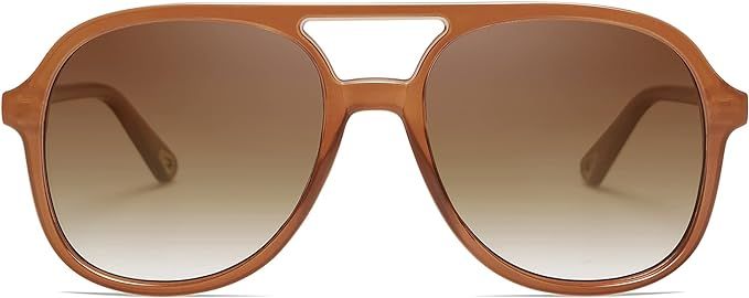Amazon.com: SOJOS Retro Polarized Aviator Sunglasses for Women Men Classic 70s Vintage Trendy Square Oversized Aviators SJ2174, Brown Tortoise/Brown : Clothing, Shoes & Jewelry