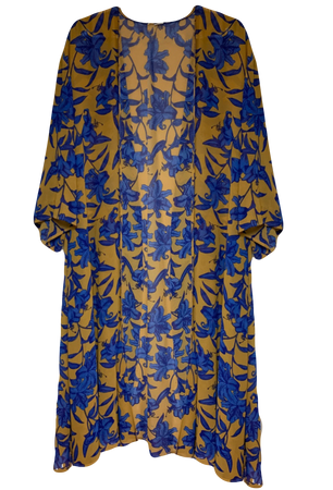 rebbie_irl’s blue and yellow floral print duster |H&M