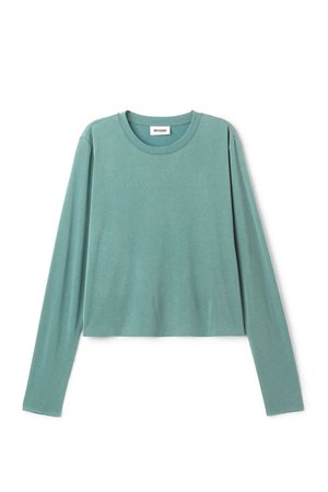 Cropped Long Sleeve T-Shirt - Dusty Turquoise - Tops - Weekday GB