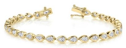 Gold “Pear” Diamond Tennis Bracelet