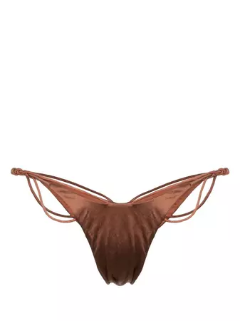 Isa Boulder knot-detail Satin Bikini Bottoms - Farfetch