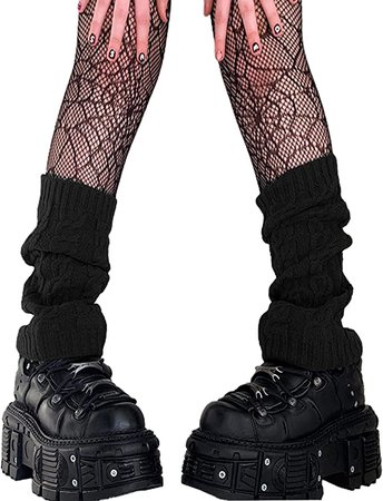 Mieeyali Women's Cable Knit Leg Warmers Knitted Long Socks Leg Warmer Goth Crochet Boot Socks (Black, One Size) at Amazon Women’s Clothing store