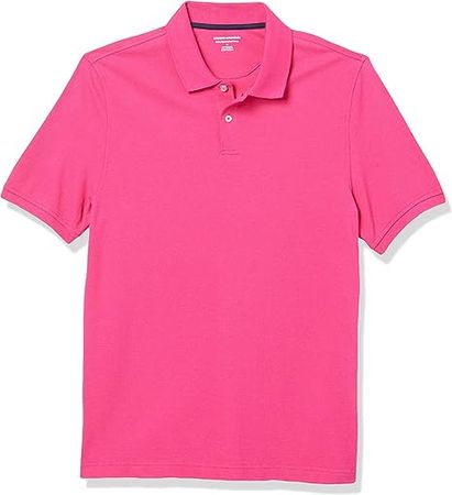 Amazon.com: Amazon Essentials Men's Slim-Fit Cotton Pique Polo Shirt, Hot Pink, golf shirt, shirt, pink, pink golf shirt  Large : Clothing, Shoes & Jewelry