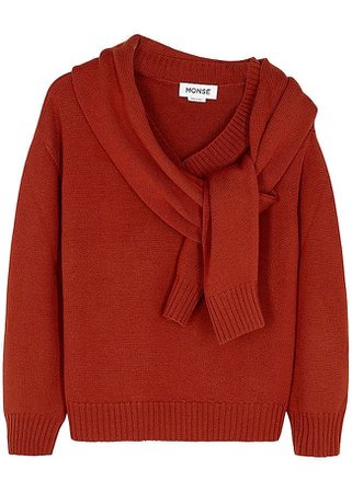 MONSE Terracotta layered merino wool jumper - Harvey Nichols