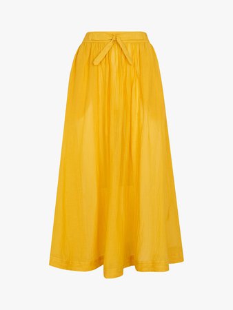 Whistles Voile Beach Full Skirt, Yellow at John Lewis & Partners