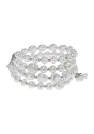 Erica Lyons Silver Tone and Pearl Bead Coil Bracelet