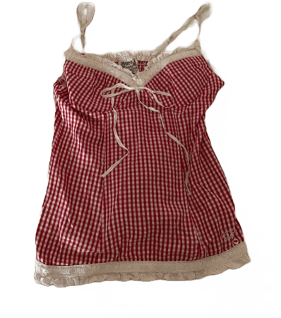 red gingham lace cami