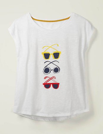 Robyn Jersey Tee - White, Sunglasses | Boden US