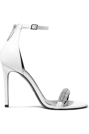 CALVIN KLEIN 205W39NYC | Camelle crystal-embellished leather sandals | NET-A-PORTER.COM