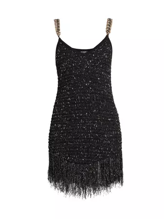 Shop Balmain Metallic Tweed Chain Minidress | Saks Fifth Avenue