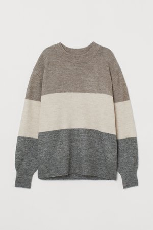 Fine-knit Sweater - Taupe/color-block - Ladies | H&M US