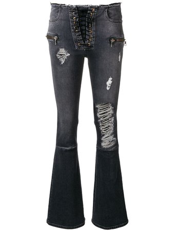Unravel Project Ripped Flared Jeans UWYB007R19111011 | Farfetch