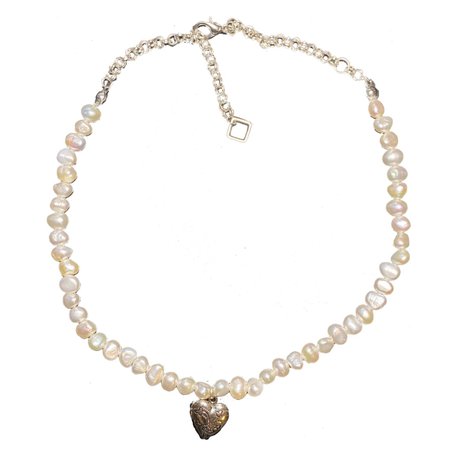 heart locket pearl necklace