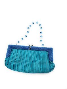 Fabric & Beaded Purse Evening Bag Clutch Dressy Special Occasion Blue Brand