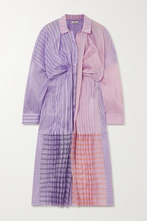 Lilac Oversized gathered striped silk and cotton-blend organza shirt dress | Nina Ricci | NET-A-PORTER