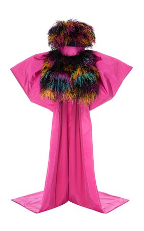 Prabal Gurung High Low Ostrich Feather Strapless Gown