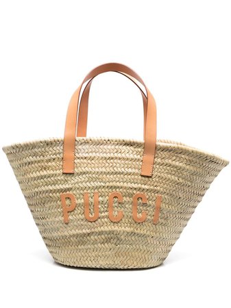 Emilio Pucci logo-patch Straw Beach Bag - Farfetch