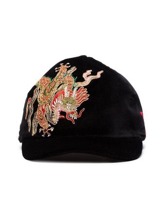 Gucci black dragon embroidered velvet cap $1,060 - Buy Online SS18 - Quick Shipping, Price