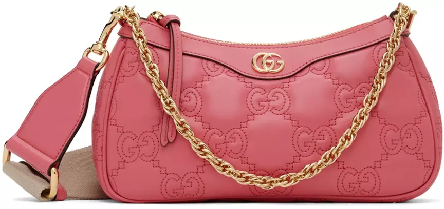 Gucci: Pink GG Matelassé Shoulder Bag | SSENSE France