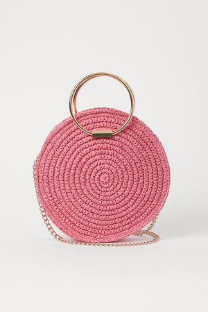 Round Straw Shoulder Bag - Pink - Ladies | H&M US