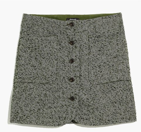 Madewell herringbone wool button front mini skirt