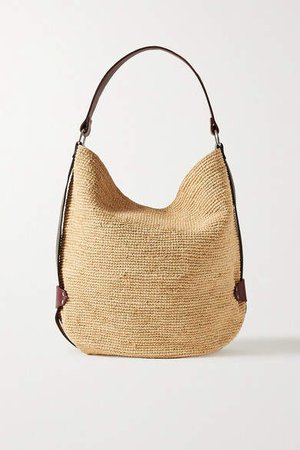Bayia Leather-trimmed Woven Straw Tote - Beige