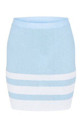 Baby Blue Stripe Fine Knit Mini Skirt | PrettyLittleThing USA