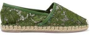 Leather-trimmed Corded Lace Espadrilles