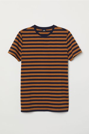 Striped T-shirt - Dark blue/light brown - Men | H&M US