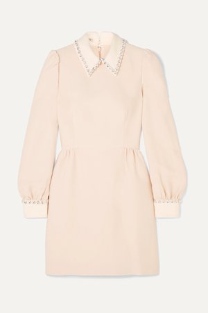 Blush Crystal-embellished cady mini dress | Miu Miu | NET-A-PORTER