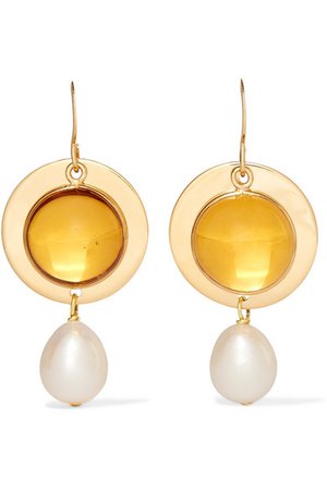 Loulou de la Falaise | Gold-plated, glass and pearl earrings | NET-A-PORTER.COM