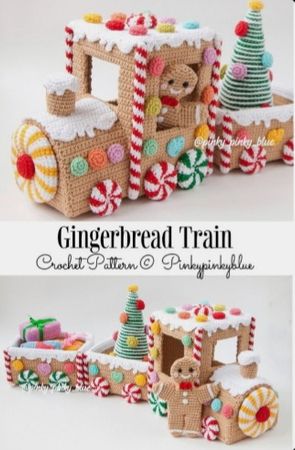 crochet gingerbread train