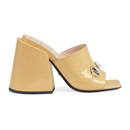 Patent leather mid-heel slide - Gucci Mid Heel Sandals 543188BNC009327