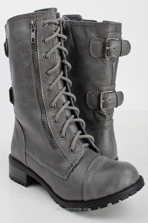 gray combat boots