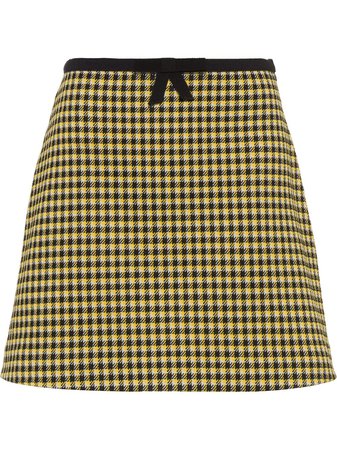 Miu Miu gingham-print A-line skirt yellow & black MJD1761YQE - Farfetch