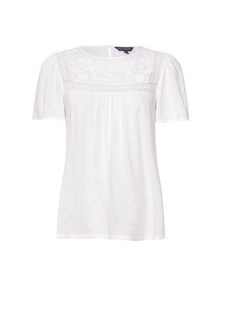 Ivory Embroidered Dobby Top | Dorothy Perkins
