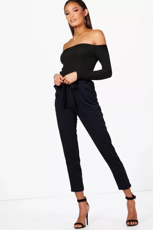 Paperbag Waist Belted Trouser | Boohoo