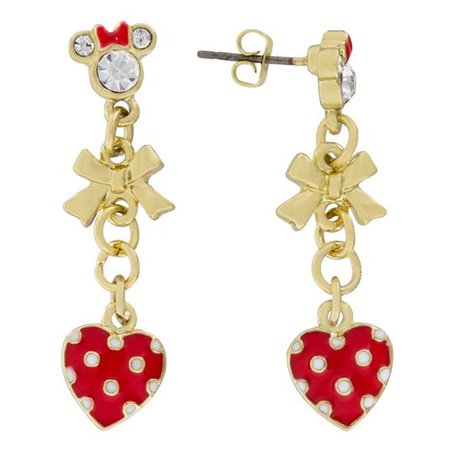 Minnie Dot Heart Drop Earrings