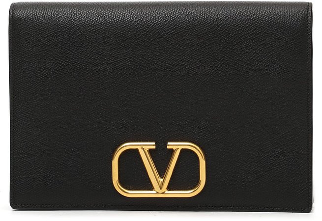 Medium V-Logo Leather Pouch