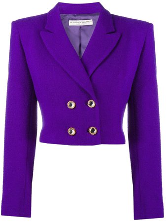 Alessandra Rich cropped double-breasted blazer purple