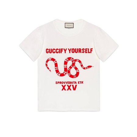 Gucci Guccify Yourself Shirt White Red t-shirt tee t shirt top crop short sleeve sleeved snake