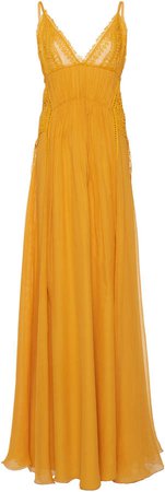 Deep-V Silk Maxi Dress Size: 38