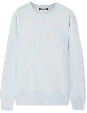 Fairview Face Appliquéd Cotton-jersey Sweatshirt - Light blue