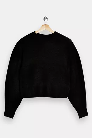 Black Chevron Cropped Knitted Sweater | Topshop