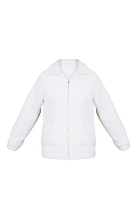 White Borg Zip Up Jacket | Coats & Jackets | PrettyLittleThing CA